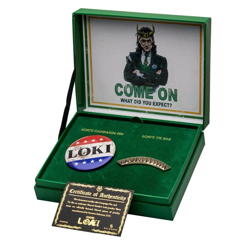 Coupon ⭐ Official Marvel Loki Pin And Tie Pin Set ⭐ 1 Official Marvel Loki Pin And Tie Pin Set