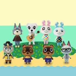 Official Nintendo Animal Crossing New Horizons 8 Piece Flocked Dolls Mini Figure Collection Wave 2