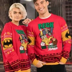 DC Christmas Jumper Official Batman Deck The Halls Christmas Jumper / Ugly Sweater