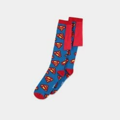 Batman Official DC Comics Superman Knee High Socks (1 Pair) - (UK 6-8 EU 39/42) Apparel