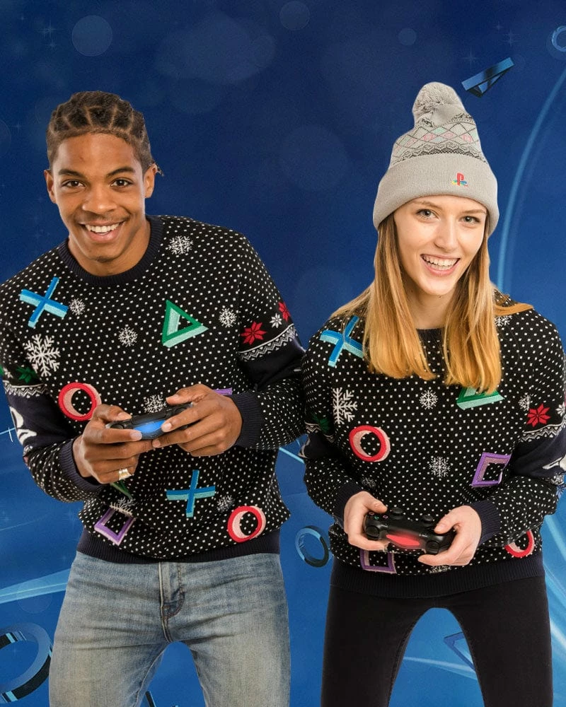 Cheapest π PlayStation π Christmas Jumper Official PlayStation Symbols Black π Christmas Jumper / Ugly Sweater π 2 PlayStation Christmas Jumper Official PlayStation Symbols Black Christmas Jumper / Ugly Sweater