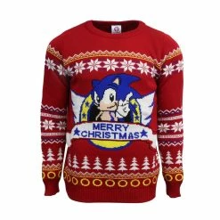 SEGA Official Classic Sonic The Hedgehog Christmas Jumper / Ugly Sweater