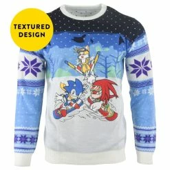 Sonic The Hedgehog Christmas Jumper Official Sonic The Hedgehog Skiing Christmas Jumper / Ugly Sweater