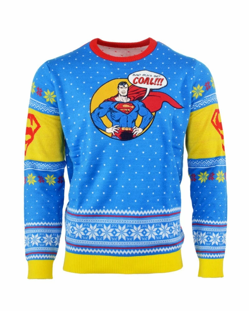 Best Pirce π DC π Christmas Jumper Official Superman 'Bad Guys Get Coal' π Christmas Jumper / Ugly Sweater β 1 DC Christmas Jumper Official Superman 'Bad Guys Get Coal' Christmas Jumper / Ugly Sweater