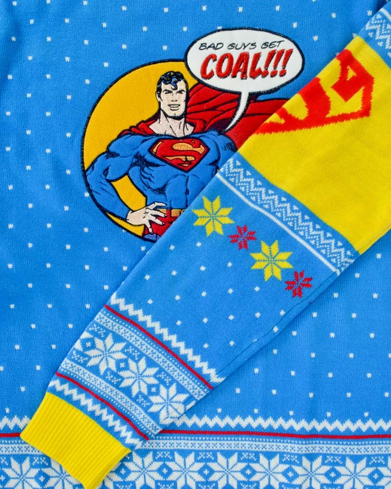 Best Pirce π DC π Christmas Jumper Official Superman 'Bad Guys Get Coal' π Christmas Jumper / Ugly Sweater β 4 DC Christmas Jumper Official Superman 'Bad Guys Get Coal' Christmas Jumper / Ugly Sweater