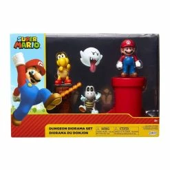 Nintendo Official Super Mario Acorn Plains Diorama Set (Koopa Troopa, Dry Bones, Pipe) 6cm / 2.5"