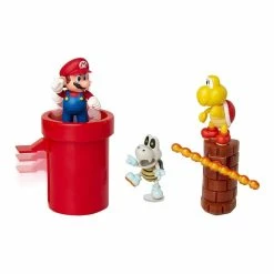 Nintendo Official Super Mario Acorn Plains Diorama Set (Koopa Troopa, Dry Bones, Pipe) 6cm / 2.5"